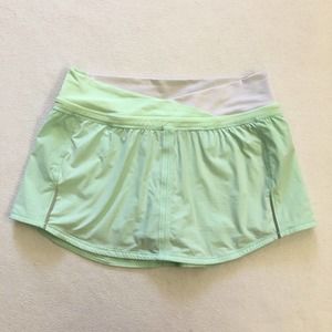 Lululemon Women Wagon Stripe Fresh Teal White Print Run Pace Skirt Skort 6